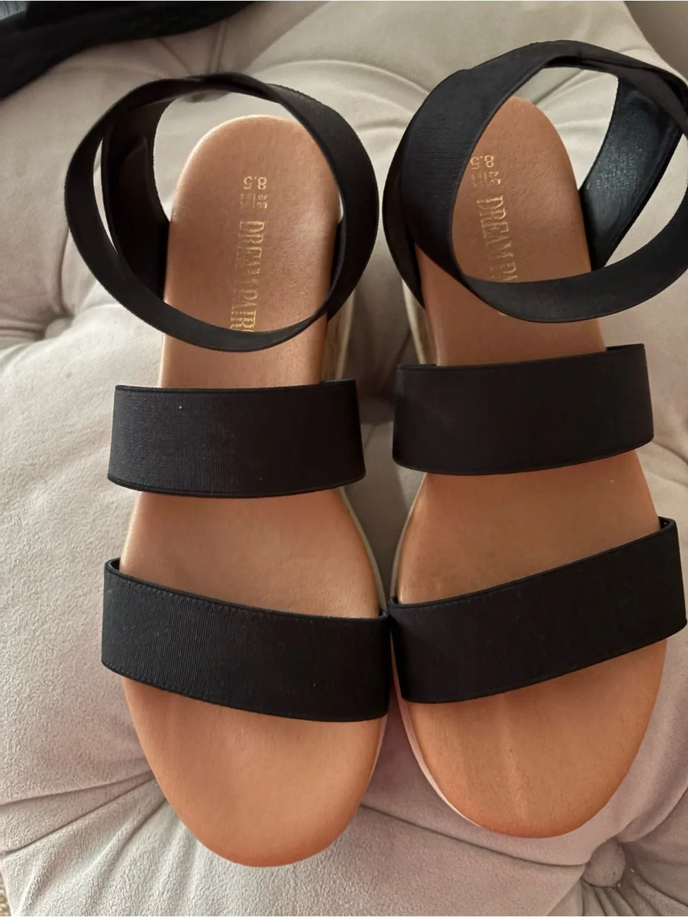 Dream Pairs Black Cork-Platform Strappy Sandals